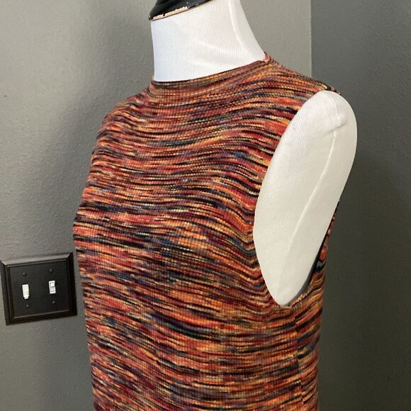 Anthropologie multicolor ribbed mock neck sleeveless tunic top - Picture 3 of 10